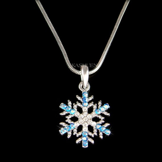 Swarovski Crystal Ice Blue SNOWFLAKE Necklace Snow Xmas Bridal - Etsy