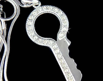 Swarovski Crystal Wish Key to My Heart Necklace Realtor Homeowner Charm Real Estate Agent Pendant Keychain Jewelry Christmas Birthday Gifts