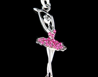 Aurora Tears Ballerina Necklace & Earring Set - 925 Sterling Silver, Cubic Zirconia, Dance Gift