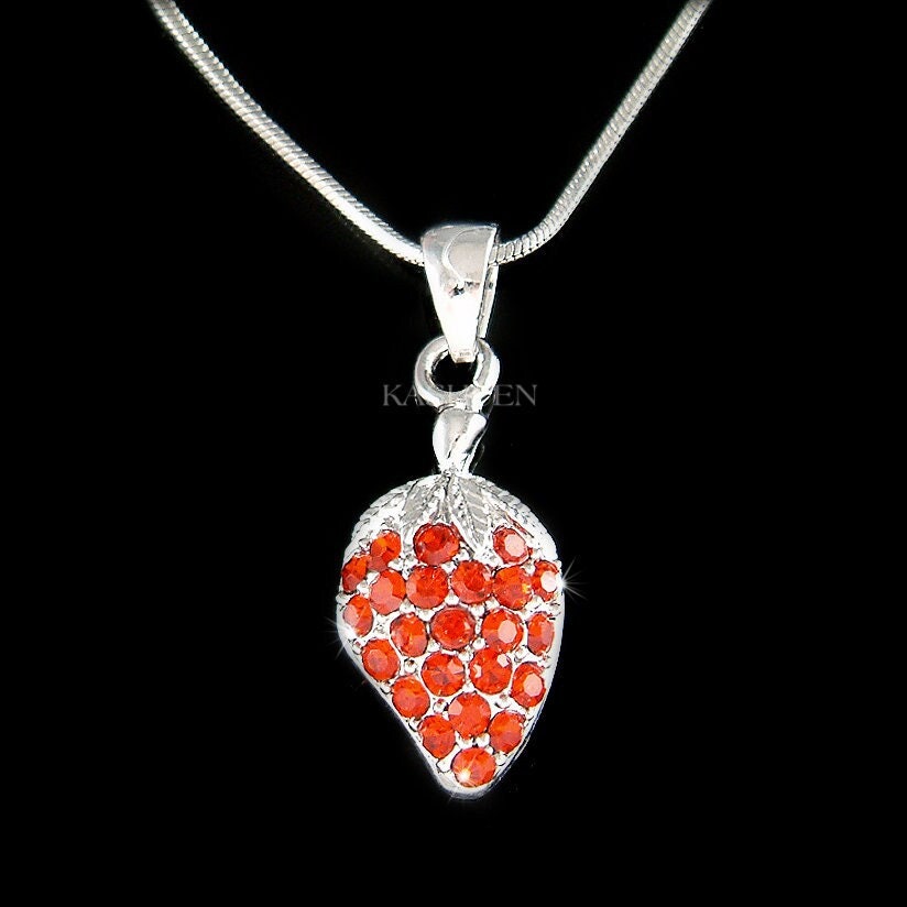 Vadmans Collana Fragola In Argento 925 Con Zirconia, Gioiello A Forma Di Frutto, Catena 45+5 Cm - Regalo Donna - 4