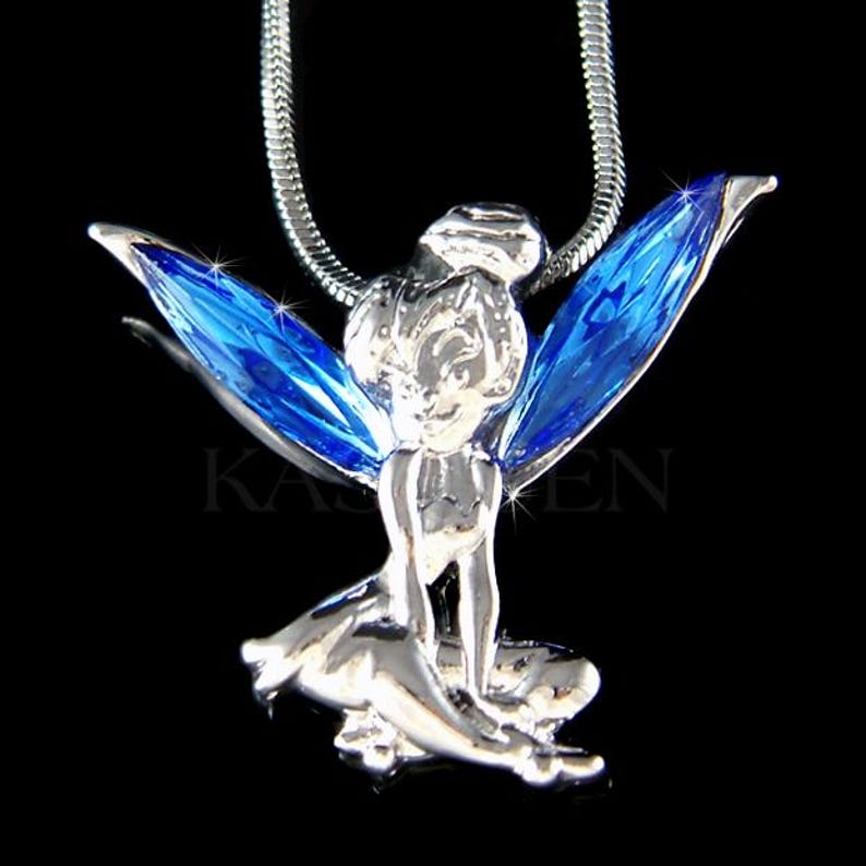 Collar de Campanilla verde con cristales Swarovski, colgante de hada dorada, dije de ángel mágico, joyería de fantasía, regalos de Navidad, 20, 30 y 40 cumpleaños. imagen 17