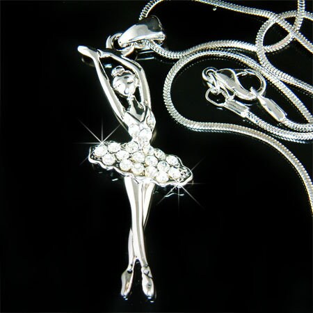 【スワロフスキー】　　バレリーナ　　SWAROVSKI Swarovski Crystal Purple BALLERINA Necklace Ballet Dance Girl