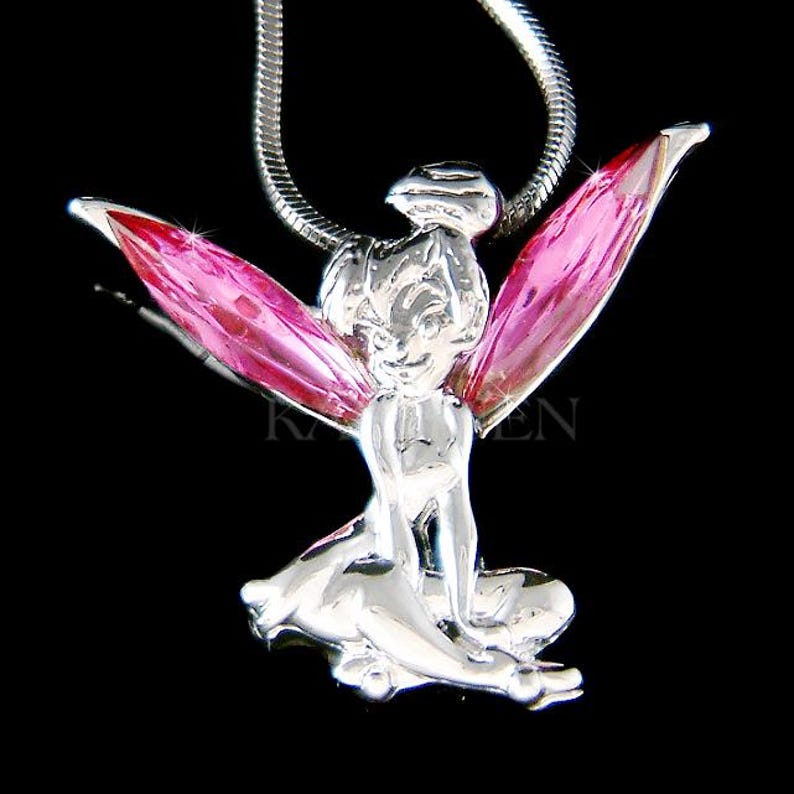 Collar de Campanilla verde con cristales Swarovski, colgante de hada dorada, dije de ángel mágico, joyería de fantasía, regalos de Navidad, 20, 30 y 40 cumpleaños. imagen 14