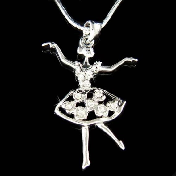 Jewelry Ballet Girls Dance Dancer Ballerina Rhinestone Pendant Necklace Gifts CO 