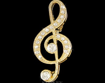 Gold Treble Clef LAPEL PIN BADGE Music Musician Christmas Birthday Present 