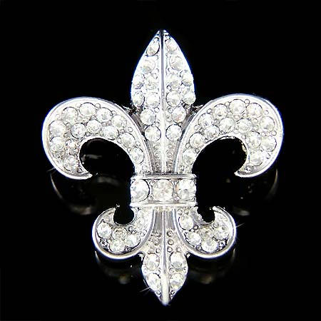 Swarovski Crystal French Fleur De Lys lis Flower Floral France Paris Pin Brooch Bridal Wedding Mother of Bride Jewelry Christmas Gift Cute