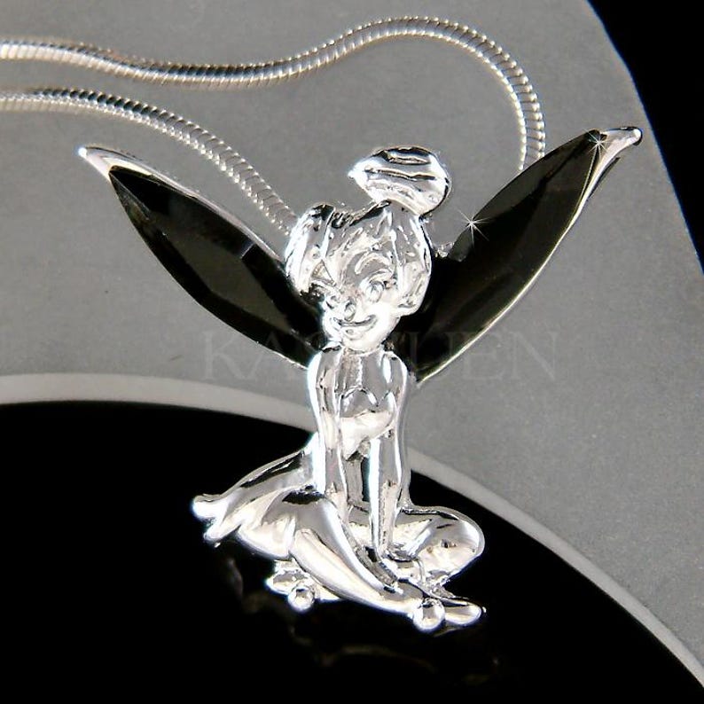 Collar de Campanilla verde con cristales Swarovski, colgante de hada dorada, dije de ángel mágico, joyería de fantasía, regalos de Navidad, 20, 30 y 40 cumpleaños. imagen 11