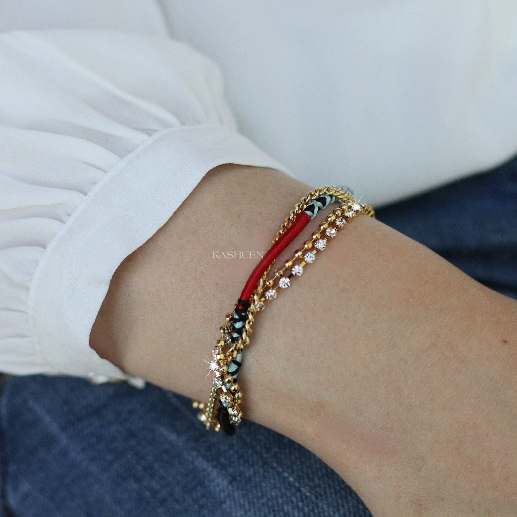 ★WEST★ Swarovski crystal Venice bracelet SVWI9141341 Swarovski Crystal Chain Red Blue Colorful Bohemia Boho Chic
