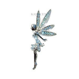 Swarovski Crystal Big Baby Blue Fairy Angel Statement Pin Brooch Magic Magical Women Jewelry Fantasy Christmas 30th 40th 50th Birthday Gifts