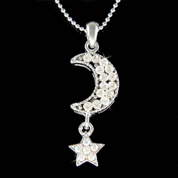 Purple Swarovski Crystal CRESCENT MOON 