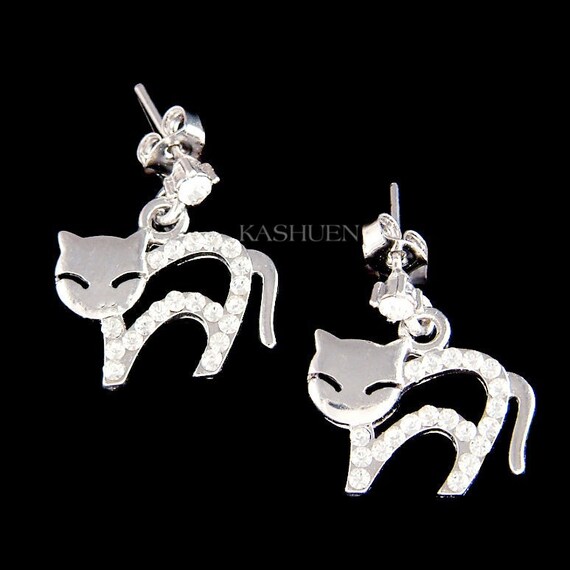 In Argento Orecchini Con Piccolo Gatto Color Argento - Gioielli - Foto 10