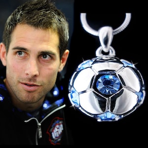 Swarovski Crystal 3D Blue Football Soccer Ball Pendant Charm Chain Necklace Unisex Christmas Gift New