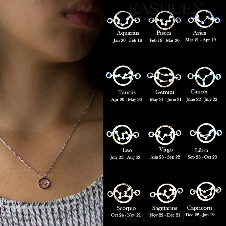 Dainty Constellation Necklace Cubic Zirconia Diamonds Sterling Silver CZ Celestial Zodiac Layering Chain Bridesmaids Teenager Wife BFF Gift