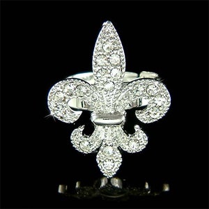 Bague fleur de lys cristal Swarovski Lys France Paris drapeau fleur de lys réglable bijoux BFF fête des mères Noël cadeau femme nouveau