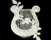 Swarovski Crystal Lyre Greek HARP Brooch Stringed Instrument Greek Myth God Apollo music Pin Jewelry BFF Musical Musician Christmas Gift New