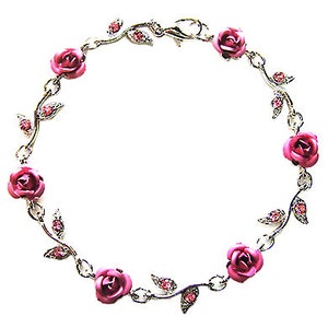 Swarovski Crystal Pink Rose Flower Floral Bracelet Christmas Best Friend Bridal Bridesmaid Prom Jewelry, 18th 20th 30th 40th Birthday Gifts