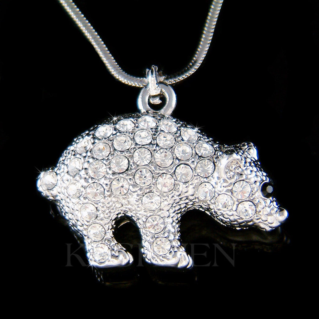 Swarovski Crystal Arctic Cute Mother Baby Polar Bear Charm Pendant Chain Necklace Jewelry Christmas Best Friend Gift New Etsy Canada