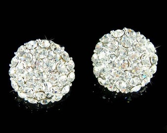 Swarovski Crystal 5/8" 16mm Half Ball Bridal Wedding Stud Earrings Round Circle Minimalist Jewelry Best Friends Bridesmaids Christmas Gifts