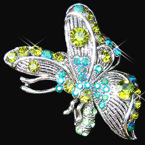 Aqua & Teal Filigree Butterfly w/ Crystal Earrings Aqua & Teal Filigree Butterfly w/ Crystal Earrings