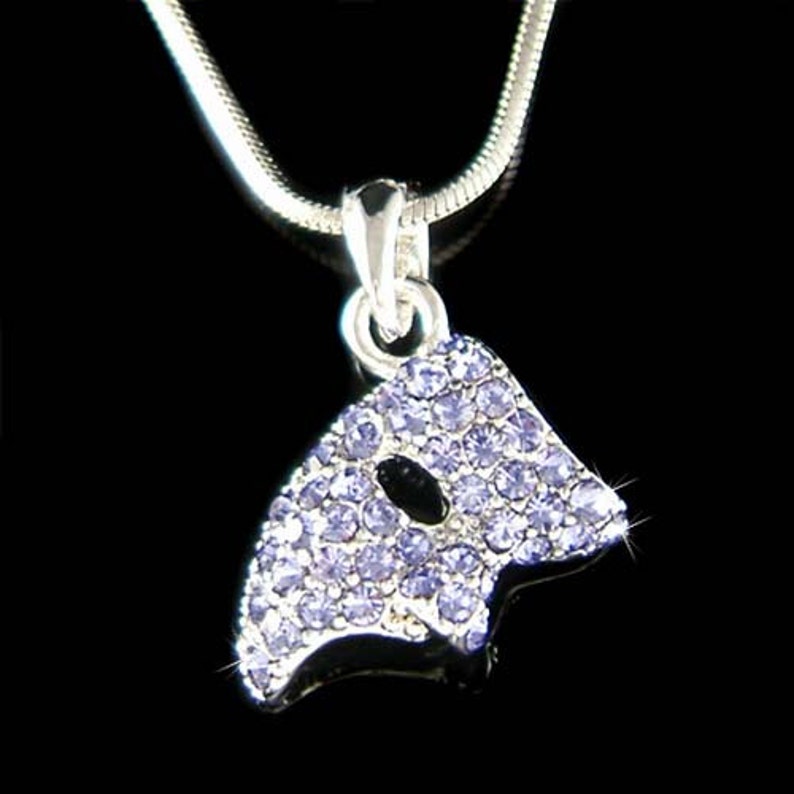 Swarovski Crystal Purple Phantom of the Opera Masquerade Mask Broadway Musical Chain Charm Necklace Jewelry Christmas Best Friend Gift New image 1