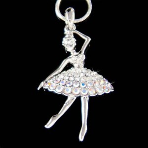 Swarovski Crystal BALLERINA Ballet Dance Girl Dancer dancing Pendant Necklace The Nutcracker lover Teacher Best Friend Gift