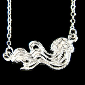 Swarovski Crystal Jellyfish Jellies Beach Wedding Ocean Aquarium Marine Animals Pendant Necklace Deep Sea Diver Birthday Christmas Gift New