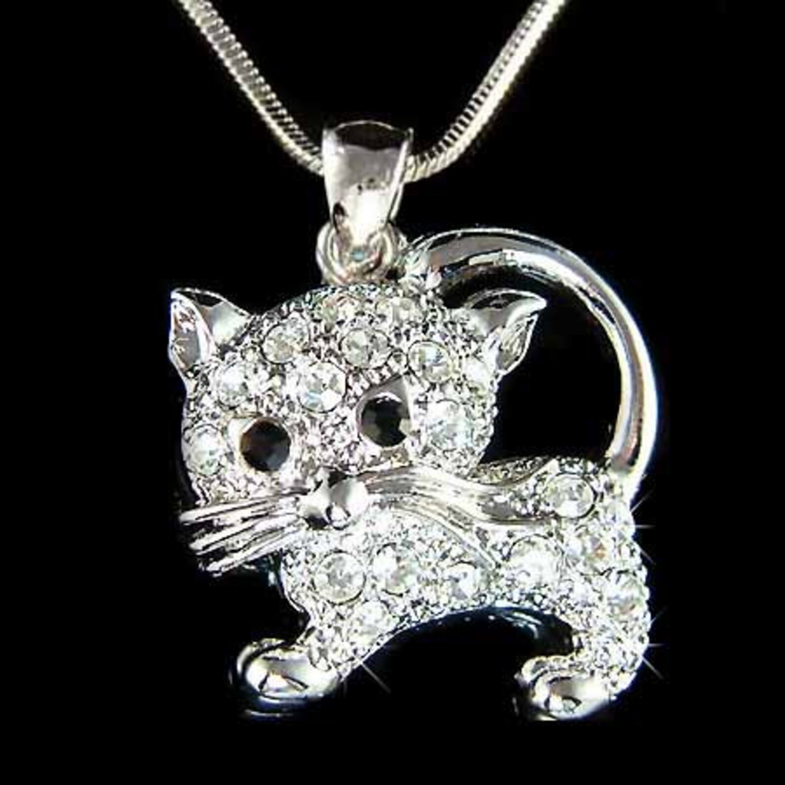 Swarovski Crystal KITTY CAT KITTEN Pet Charm Pendant Chain Etsy