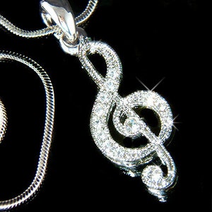 Swarovski Crystal TREBLE CLEF Music Musical Note Necklace Violin Piano Player Jewelry Musician 40th Birthday Christmas Gifts Bracelet Charm