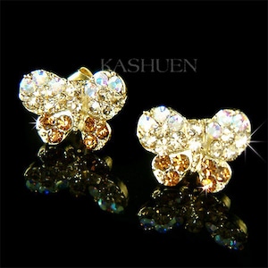 Swarovski Crystal Dainty Brown Blue Pink Butterfly Bridal Wedding Earrings Jewelry Christmas 30th 40th 50th 60th 70th 80th Birthday Gift New