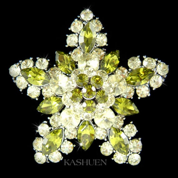 Swarovski Crystal Classy Green Floral Flower Pin Brooch Dream -  Israel
