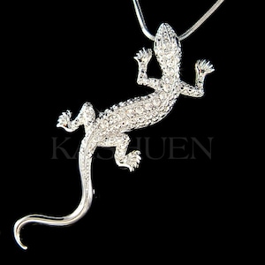 Colgante de cristal Swarovski con forma de lagarto, reptil, salamandra, geco, iguana, tritón, collar, joyería para cumpleaños 18, 20, 25, 30, 40, regalos de Navidad