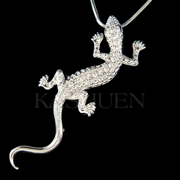 Cristal Swarovski lézard REPTILE salamandre Gecko iguane triton pendentif à breloques collier bijoux anniversaire Noël meilleurs amis petite amie cadeau