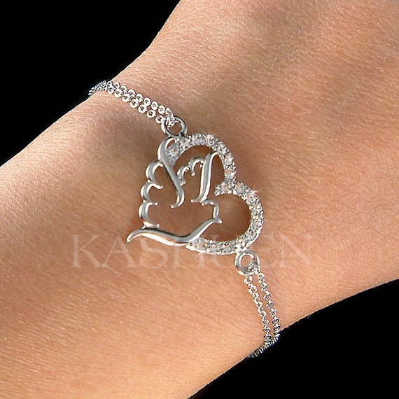 Swarovski Crystal Love Heart Peace Faith Grace Dove Pigeon Bird Birdie Holy  Spirit Sterling Silver Chain Bracelet Jewelry Best Friend Gift - Etsy