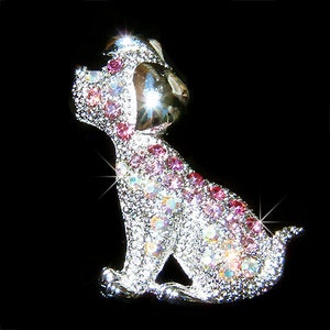 Swarovski Crystal Pink Sparkling Dalmatian puppy DOG Pet Lover Charm Pin Brooch Jewelry Mothers Day Christmas Best Friend Birthday Gift New