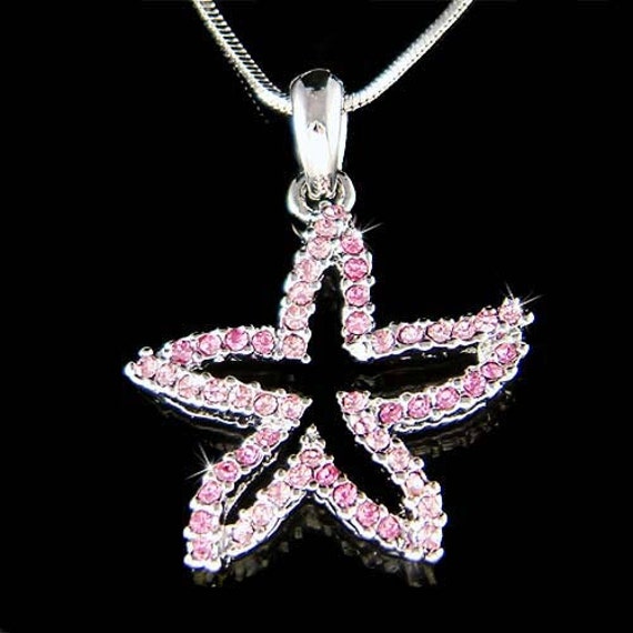 Pink Swarovski Crystal Cut-out Starfish Star Fish Beach Wedding