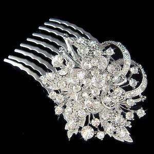 Swarovski Crystal Beautiful Flower Floral Rhinestone Bridal Wedding Head Piece Hair Comb Fascinator Jewelry Elegant- Ready to Ship