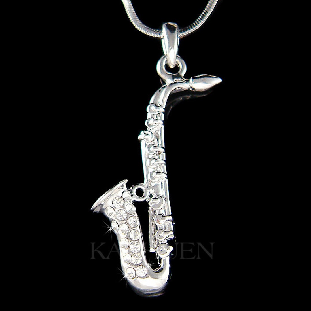 Swarovski Crystal TENOR ALTO Sax Saxophone Charm Chain Music Etsy