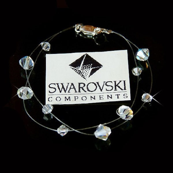 2 strands Simple Floating Illusion Swarovski Crystal Bridal Prom Wedding Elegant Everyday Bracelet Jewelry Bridesmaid Bridesmaids Favor Gift