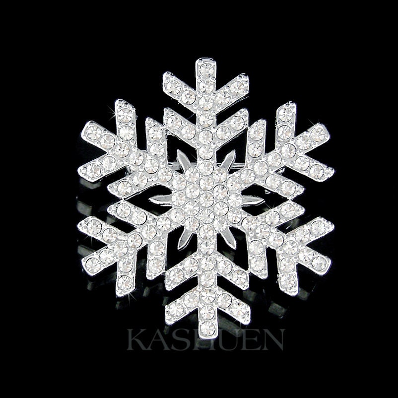 Spilla A Fiocco Di Neve Con Cristallo E Strass | 3,7 Cm | Elegante E Luccicante | Regalo Di Natale