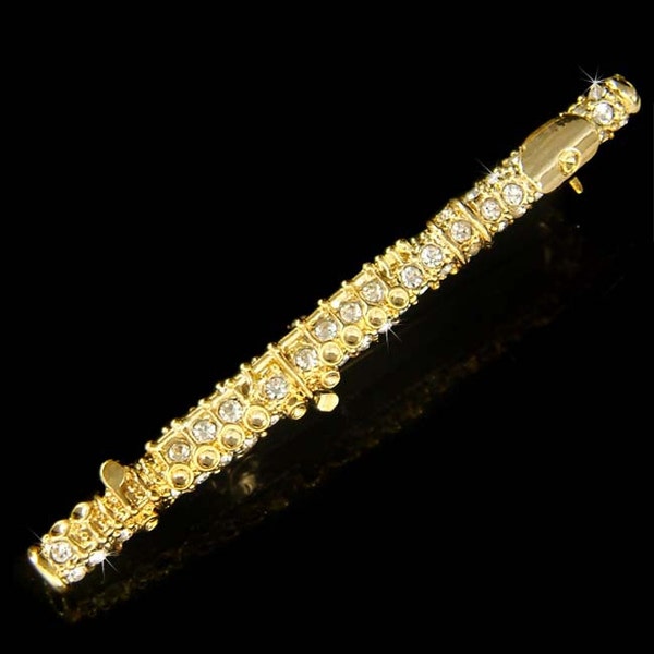 Swarovski Crystal Rhodium Plated Long Flute Woodwind Instrument Music Musical Gold Tone Pin Brooch Jewelry Christmas Best Friend Mom Gift