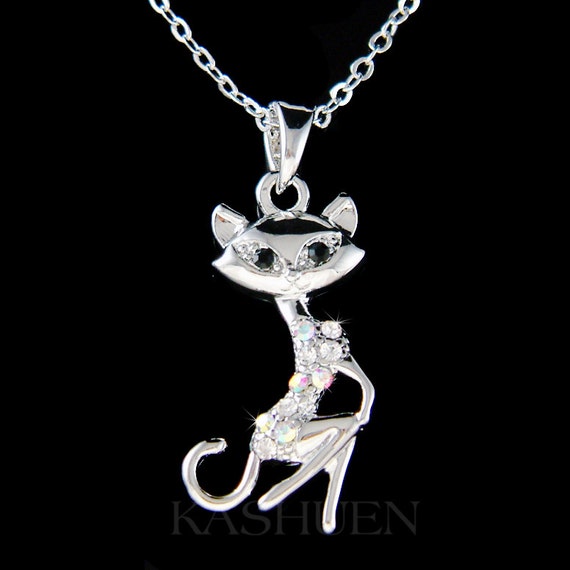 Swarovski Crystal Fox Foxy Kitty Cat Kitten Animal Lover Jewelry