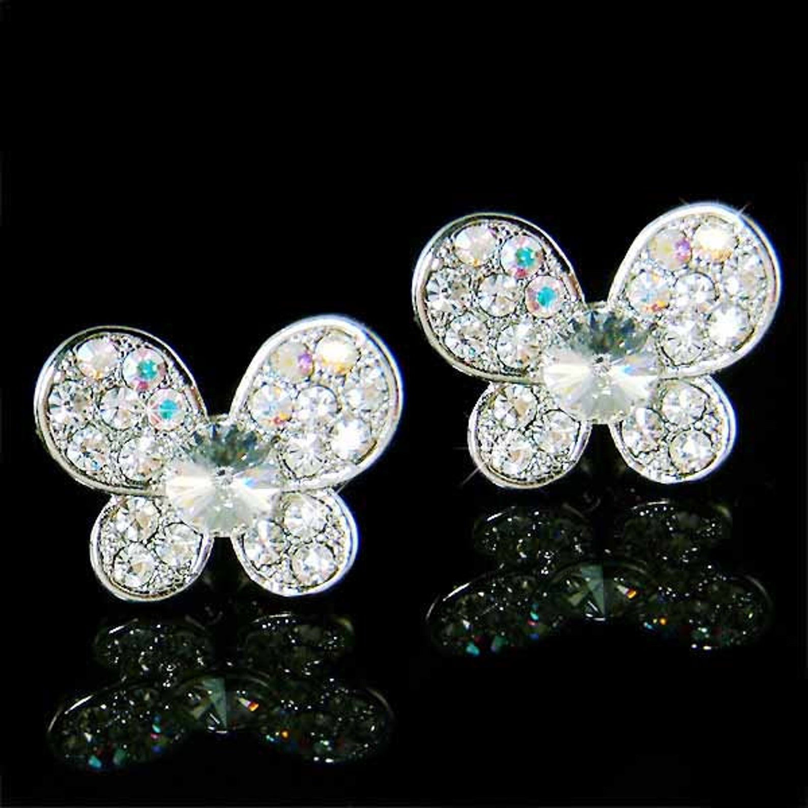 Swarovski Crystal Butterfly Front to Back Earrings