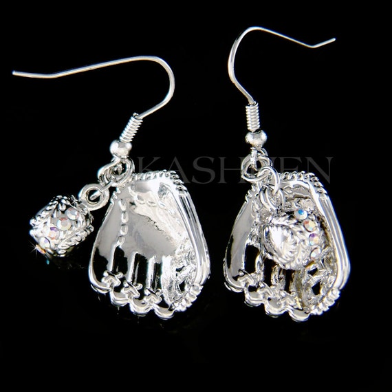 Pendientes De Béisbol De Plata De Ley 925 Para Mujer