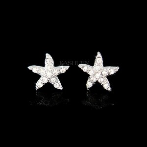 Swarovski Crystal Dainty STAR STARFISH fish Marine Minimalist Stud Earrings Beach Wedding Jewelry Best Friends Birthday Christmas Gift New