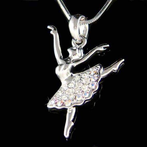 Swarovski Crystal BALLERINA Necklace Ballet Dance Jewelry Girls