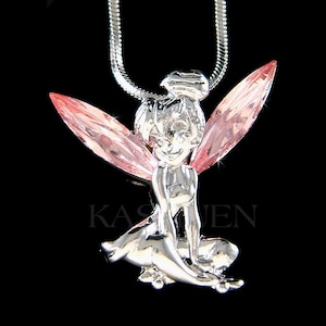 Collar de Campanilla verde con cristales Swarovski, colgante de hada dorada, dije de ángel mágico, joyería de fantasía, regalos de Navidad, 20, 30 y 40 cumpleaños. imagen 20