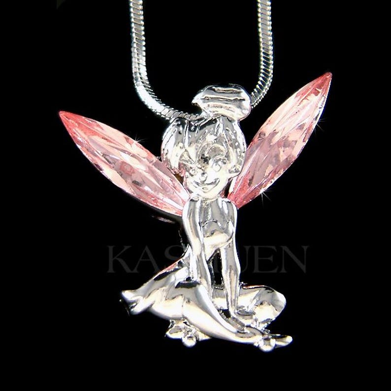 Collar de Campanilla verde con cristales Swarovski, colgante de hada dorada, dije de ángel mágico, joyería de fantasía, regalos de Navidad, 20, 30 y 40 cumpleaños. imagen 20