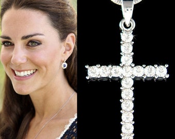 Dainty Swarovski Crystal Simple CROSS Necklace God Lord Jesus Christ Religious Jewelry Christmas Father's Day 9 50th 60th 70th Birthday Gift
