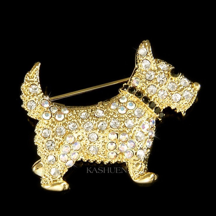 Swarovski Crystal WESTIE SCOTTISH Scottie Terrier DOG Brooch Puppy