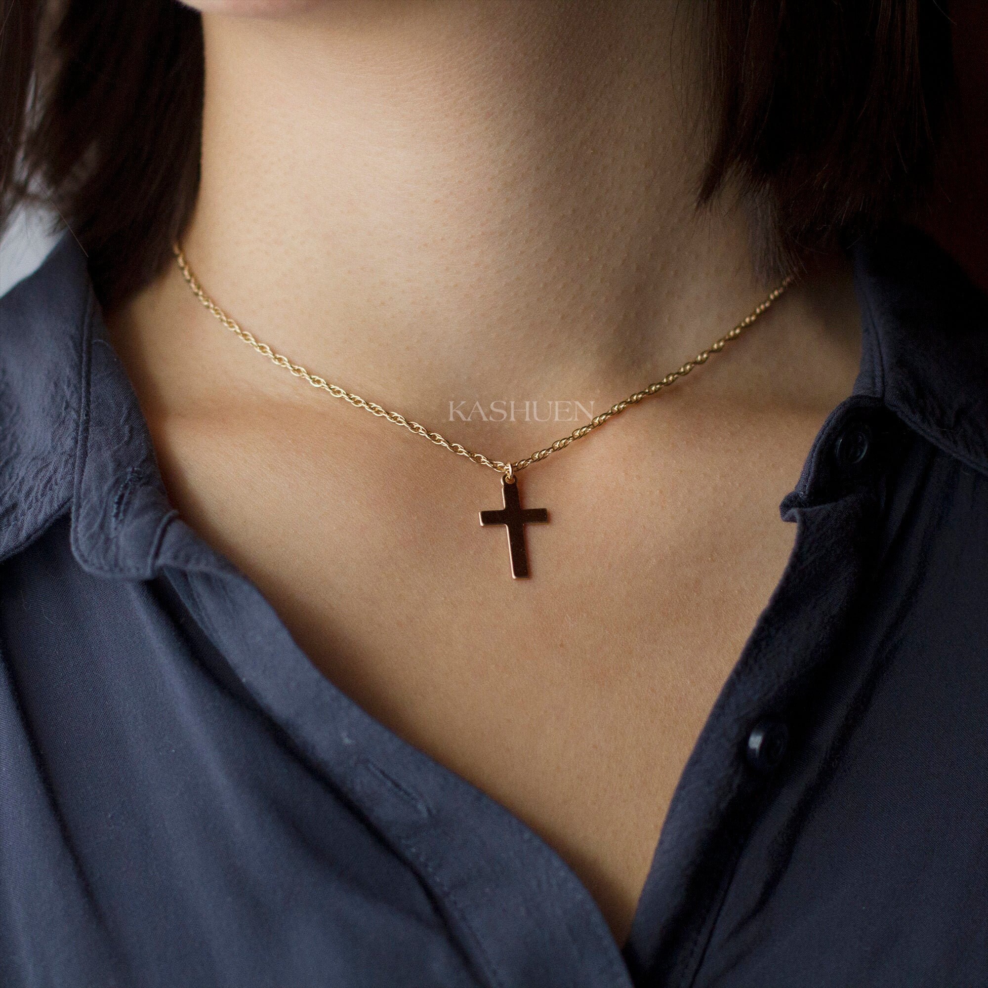 14K Gold Filled Double Rope Chain CROSS 